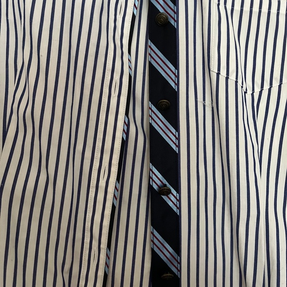 EUC Brooks Brothers red fleece button-down, size 2, blue and white stripes - Picture 4 of 7